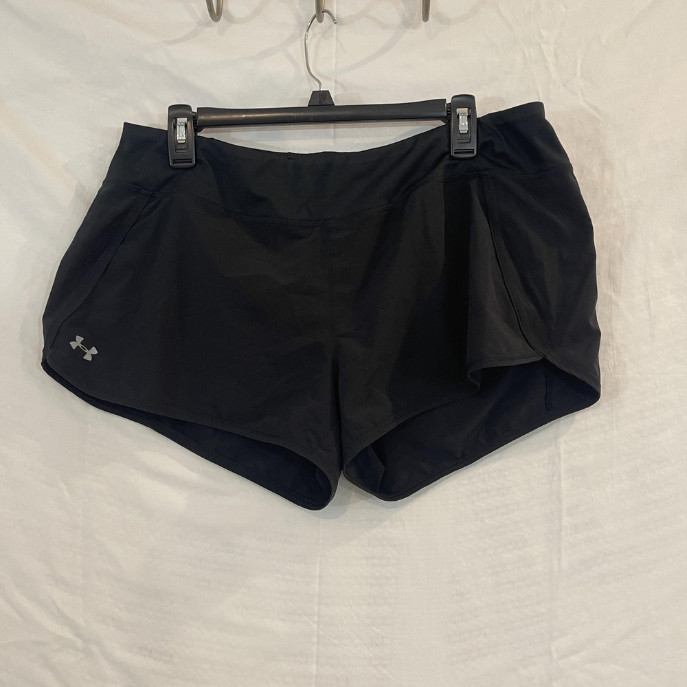 Under Armour Shorts Womens XL Black HeatGear 2-in-1 Running Liner Pocket Workout
